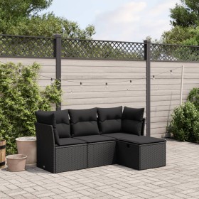 4-piece garden sofa set with black synthetic rattan cushions by , Garden sets - Ref: Foro24-3263111, Price: 249,88 €, Discoun...