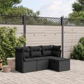 4-piece garden sofa set with black synthetic rattan cushions by , Garden sets - Ref: Foro24-3263111, Price: 254,67 €, Discoun...