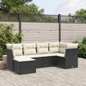 Set de sofás de jardín 6 piezas y cojines ratán sintético negro by , Garden sets - Ref: Foro24-3263172, Price: 365,26 €, Disc...