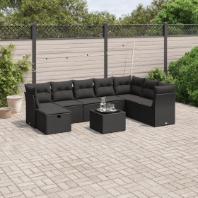 Set de sofás de jardín 8 piezas y cojines ratán sintético negro by , Garden sets - Ref: Foro24-3263281, Price: 554,48 €, Disc...