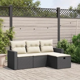 4-piece garden sofa set with black synthetic rattan cushions by , Garden sets - Ref: Foro24-3263442, Price: 239,68 €, Discoun...