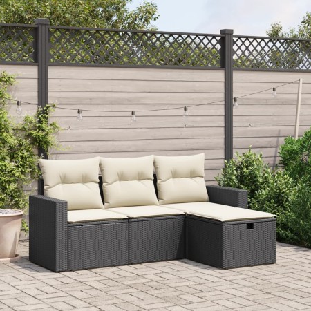 4-piece garden sofa set with black synthetic rattan cushions by , Garden sets - Ref: Foro24-3263442, Price: 236,78 €, Discoun...