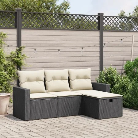 4-piece garden sofa set with black synthetic rattan cushions by , Garden sets - Ref: Foro24-3263442, Price: 239,68 €, Discoun...