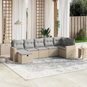 Gartensofa-Set mit beigem Kissenmix, 7-teilig aus PE-Rattan von , Gartensets - Ref: Foro24-3263505, Preis: 434,61 €, Rabatt: %