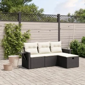 Gartensitzgruppe 4-teilig mit schwarzen Polstern aus synthetischem Rattan von , Gartensets - Ref: Foro24-3263752, Preis: 248,...