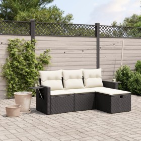 Juego de sofás jardín 4 pzas con cojines ratán sintético negro by , Garden sets - Ref: Foro24-3263752, Price: 242,25 €, Disco...