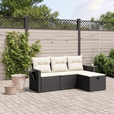 Gartensitzgruppe 4-teilig mit schwarzen Polstern aus synthetischem Rattan von , Gartensets - Ref: Foro24-3263752, Preis: 248,...