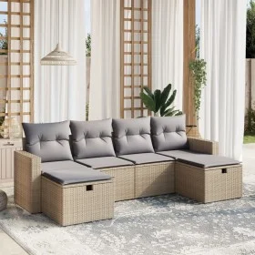 Gartensofa-Set mit beigem Kissenmix, 6-teilig, PE-Rattan von , Gartensets - Ref: Foro24-3263545, Preis: 352,46 €, Rabatt: %