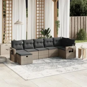 7-teiliges Gartensofa-Set mit grauen PE-Rattan-Kissen. von , Gartensets - Ref: Foro24-3263816, Preis: 422,07 €, Rabatt: %