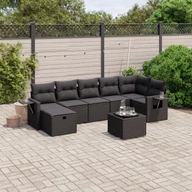 Set de sofás de jardín 8 piezas y cojines ratán sintético negro by , Garden sets - Ref: Foro24-3263821, Price: 532,18 €, Disc...