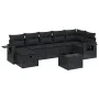8-teiliges Gartensofa-Set und Kissen aus schwarzem Kunststoff-Rattan. von , Gartensets - Ref: Foro24-3263821, Preis: 530,13 €...