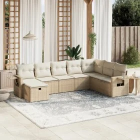 Juego de sofás de jardín con cojines beige 8 pzas ratán PE by , Garden sets - Ref: Foro24-3263894, Price: 558,62 €, Discount: %