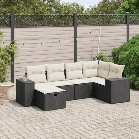 6-piece garden sofa set and black synthetic rattan cushions by , Garden sets - Ref: Foro24-3264412, Price: 388,40 €, Discount: %