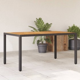 Mesa de jardín superficie madera acacia ratán negro 150x90x75cm de , Mesas de jardín - Ref: Foro24-365535, Precio: 170,38 €, ...