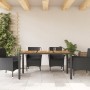 Garden table black rattan acacia wood surface 150x90x75cm by , Garden tables - Ref: Foro24-365535, Price: 170,38 €, Discount: %
