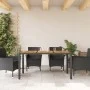 Garden table black rattan acacia wood surface 150x90x75cm by , Garden tables - Ref: Foro24-365535, Price: 167,38 €, Discount: %
