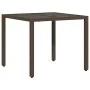 Gartentisch Glasoberfläche PE Rattan braun 90x90x75 cm von , Gartentische - Ref: Foro24-365528, Preis: 111,70 €, Rabatt: %