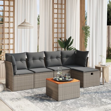 Set de muebles de jardín 6 pzas y cojines ratán sintético gris by , Garden sets - Ref: Foro24-3264714, Price: 318,82 €, Disco...