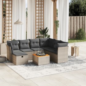 Set de sofás de jardín 8 pzas y cojines ratán sintético gris by , Garden sets - Ref: Foro24-3264742, Price: 445,95 €, Discoun...