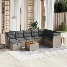 9-piece garden furniture set and gray synthetic rattan cushions by , Garden sets - Ref: Foro24-3264763, Price: 506,97 €, Disc...