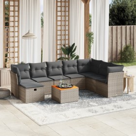 9-teiliges Gartenmöbel-Set und graue synthetische Rattankissen von , Gartensets - Ref: Foro24-3264763, Preis: 510,10 €, Rabat...