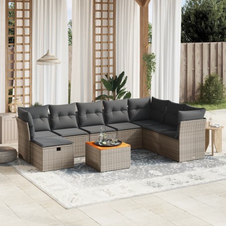 9-piece garden furniture set and gray synthetic rattan cushions by , Garden sets - Ref: Foro24-3264763, Price: 510,10 €, Disc...
