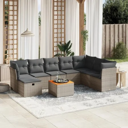 9-piece garden furniture set and gray synthetic rattan cushions by , Garden sets - Ref: Foro24-3264763, Price: 506,97 €, Disc...
