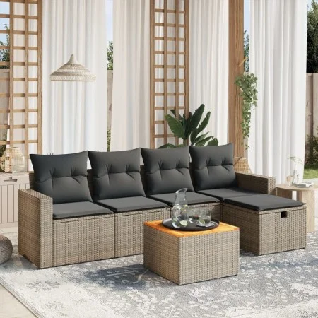 Gartenmöbel-Set, 6-teilig, mit grauen Polstern aus synthetischem Rattan. von , Gartensets - Ref: Foro24-3264833, Preis: 331,8...