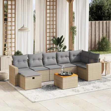 Juego de sofás jardín con cojines beige mezcla 8 pzas ratán PE de , Conjuntos de jardín - Ref: Foro24-3264846, Precio: 479,18...