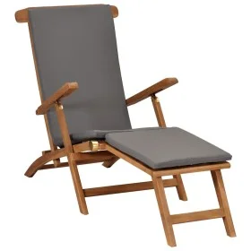 Sonnenliege mit dunkelgrauem Kissen aus massivem Teakholz von vidaXL, Liegen - Ref: Foro24-47409, Preis: 241,72 €, Rabatt: %