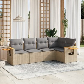 Garden sofa set with cushions 5 pieces beige synthetic rattan by , Garden sets - Ref: Foro24-3226787, Price: 343,29 €, Discou...