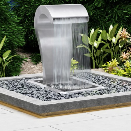 Silberner Gartenwasserfall aus Edelstahl 52,4x34,2x82 cm von vidaXL, Brunnen und Wasserfälle - Ref: Foro24-48093, Preis: 451,...