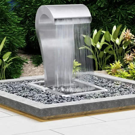 Silberner Gartenwasserfall aus Edelstahl 52,4x34,2x82 cm von vidaXL, Brunnen und Wasserfälle - Ref: Foro24-48093, Preis: 442,...