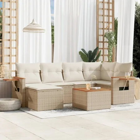 7-teiliges Gartensofa-Set und beige synthetische Rattankissen von , Gartensets - Ref: Foro24-3227024, Preis: 509,71 €, Rabatt: %