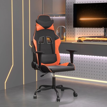 Silla gaming de masaje cuero sintético negro y naranja de , Sillones para videojuegos - Ref: Foro24-345405, Precio: 109,82 €,...