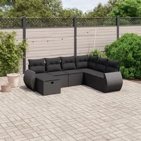 Set de comedor de jardín 7 pzas y cojines ratán sintético negro by , Garden sets - Ref: Foro24-3264141, Price: 492,14 €, Disc...