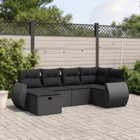 Set de sofás de jardín 6 piezas y cojines ratán sintético negro by , Garden sets - Ref: Foro24-3264101, Price: 426,00 €, Disc...