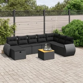 8-teiliges Gartensofa-Set und Kissen aus schwarzem Kunststoff-Rattan. von , Gartensets - Ref: Foro24-3265094, Preis: 578,11 €...