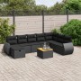 8-teiliges Gartensofa-Set und Kissen aus schwarzem Kunststoff-Rattan. von , Gartensets - Ref: Foro24-3265094, Preis: 565,95 €...