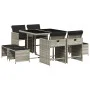 Garden dining set 9 pieces with light gray synthetic rattan cushions by , Garden sets - Ref: Foro24-3210599, Price: 509,28 €,...