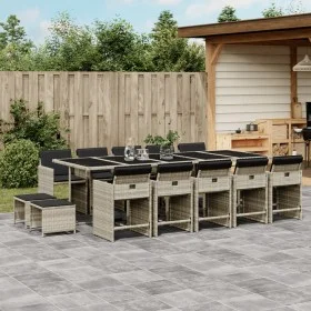 Garden dining set and cushions 15 pieces light gray synthetic rattan by , Garden sets - Ref: Foro24-3211175, Price: 967,03 €,...