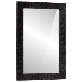 Badezimmerspiegel aus massivem Mangoholz und schwarzem Glas, 50 x 70 x 2,5 cm von , Spiegel - Ref: Foro24-356850, Preis: 64,7...