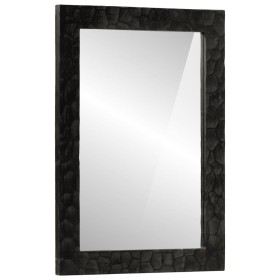 Espejo de baño madera maciza mango y vidrio negro 50x70x2,5 cm