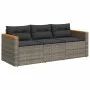 3-Sitzer-Gartensofa mit grauen synthetischen Rattankissen von , Outdoor-Sofas - Ref: Foro24-365830, Preis: 248,85 €, Rabatt: %