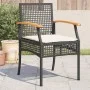 Sillas de jardín con cojín 4 uds ratán PE negro y madera acacia de , Sillas de jardín - Ref: Foro24-366251, Precio: 223,95 €,...