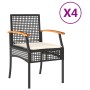 Gartenstühle mit Kissen, 4 Stück, schwarzes PE-Rattan und Akazienholz von , Gartenstühle - Ref: Foro24-366251, Preis: 195,92 ...