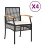 Sillas de jardín con cojín 4 uds ratán PE negro y madera acacia de , Sillas de jardín - Ref: Foro24-366251, Precio: 223,95 €,...