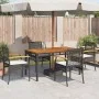 Sillas de jardín con cojín 4 uds ratán PE negro y madera acacia de , Sillas de jardín - Ref: Foro24-366251, Precio: 223,95 €,...