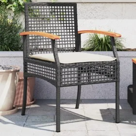 Gartenstühle mit Kissen, 2 Stück, schwarzes PE-Rattan und Akazienholz von , Gartenstühle - Ref: Foro24-366247, Preis: 119,97 ...