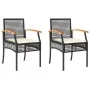 Sillas de jardín con cojín 2 uds ratán PE negro y madera acacia de , Sillas de jardín - Ref: Foro24-366247, Precio: 119,94 €,...